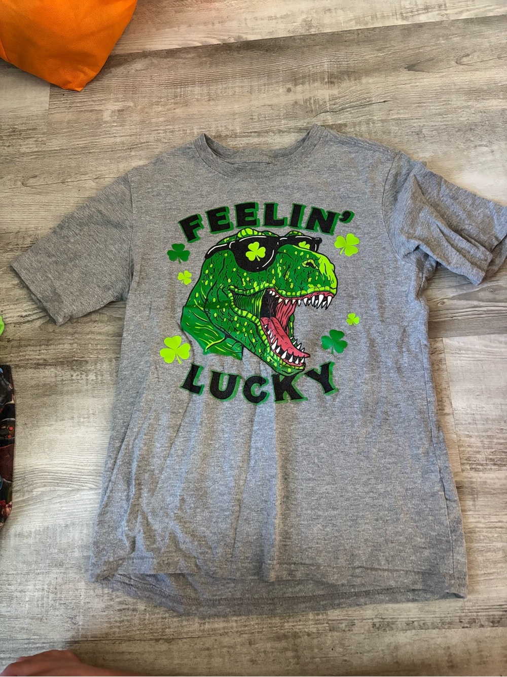 Feelin' Lucky Green Dino Graphic Kids T-Shirt